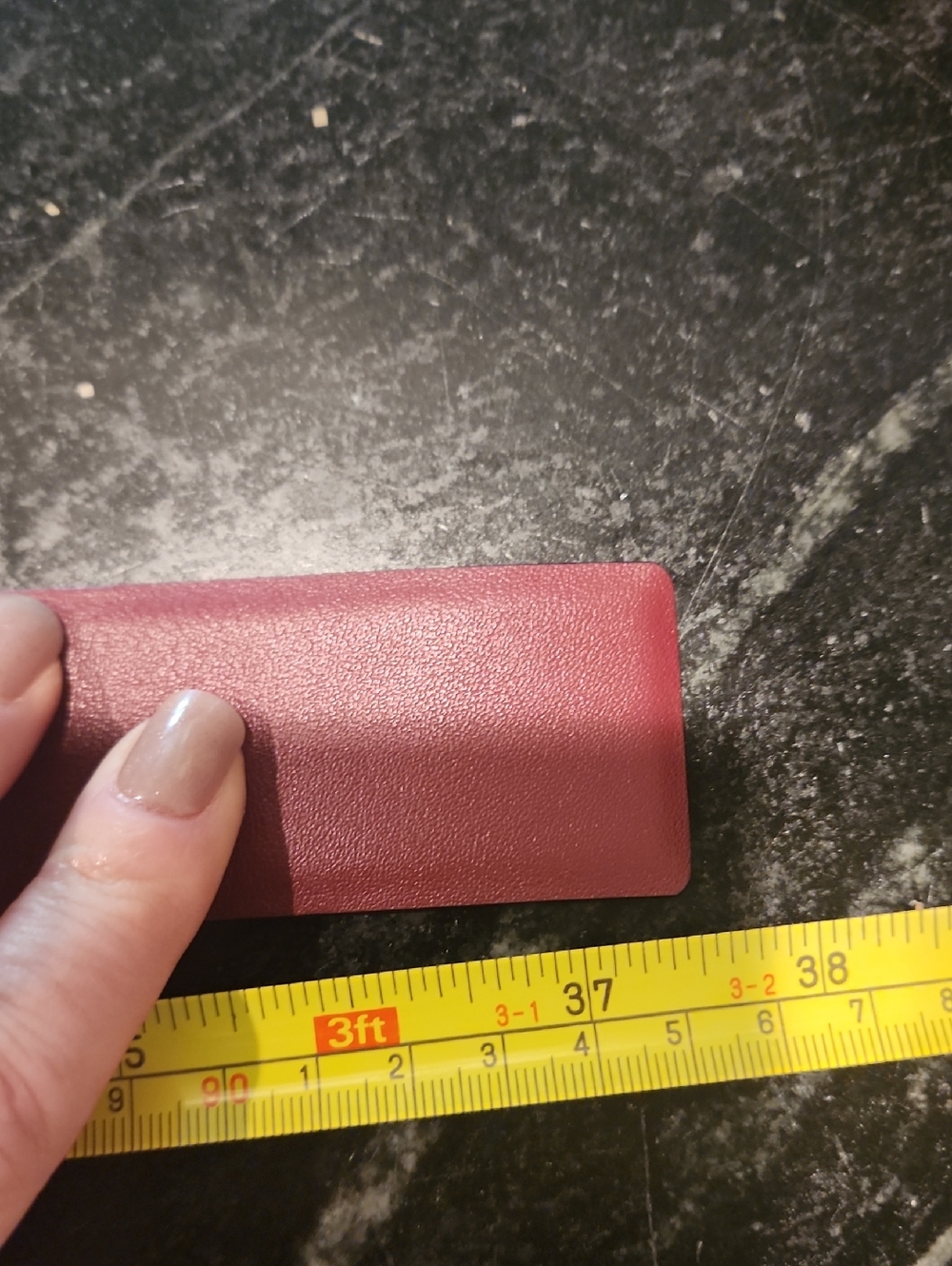 Red Crystal On Gold Logo Buckle Belt -Deep Burgundy Red Leather Designer Style - Picture 5 of 7